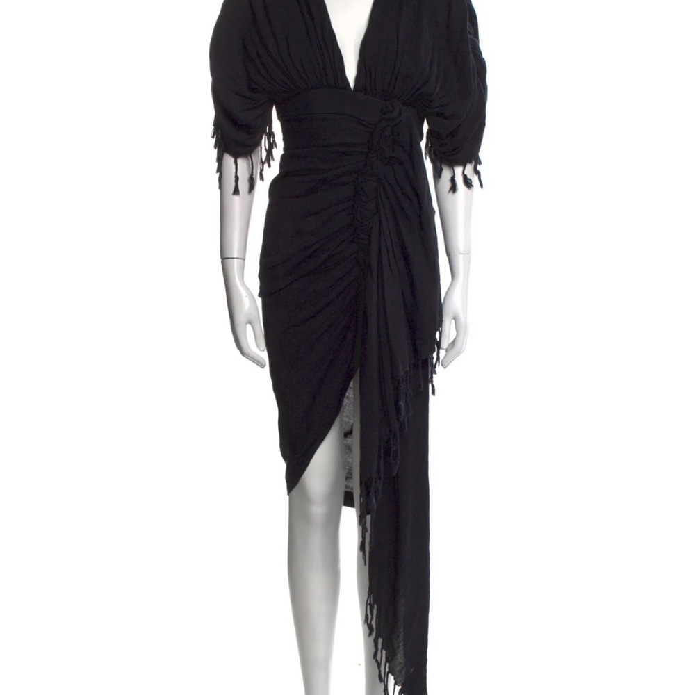 NWT Sz Small Just Bee Queen Black Ruched Wrap Dress